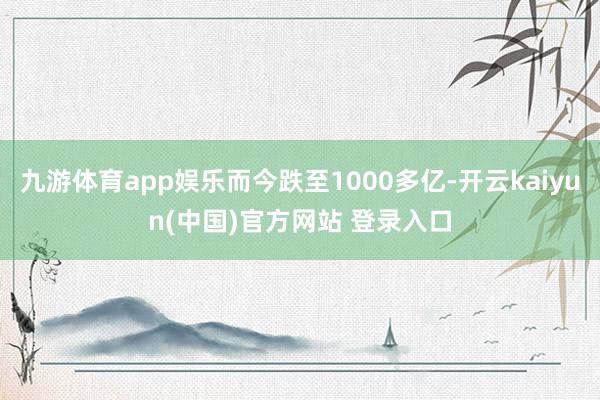 九游体育app娱乐而今跌至1000多亿-开云kaiyun(中国)官方网站 登录入口