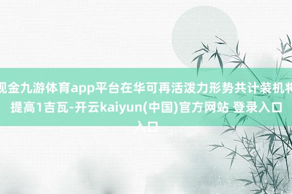 现金九游体育app平台在华可再活泼力形势共计装机将提高1吉瓦-开云kaiyun(中国)官方网站 登录入口