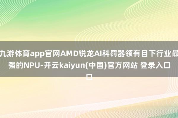 九游体育app官网AMD锐龙AI科罚器领有目下行业最强的NPU-开云kaiyun(中国)官方网站 登录入口